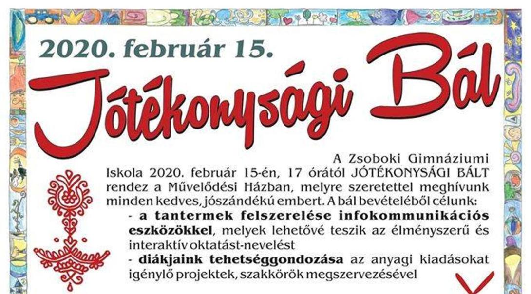 Jótékonysági bált szerveznek Zsobokon